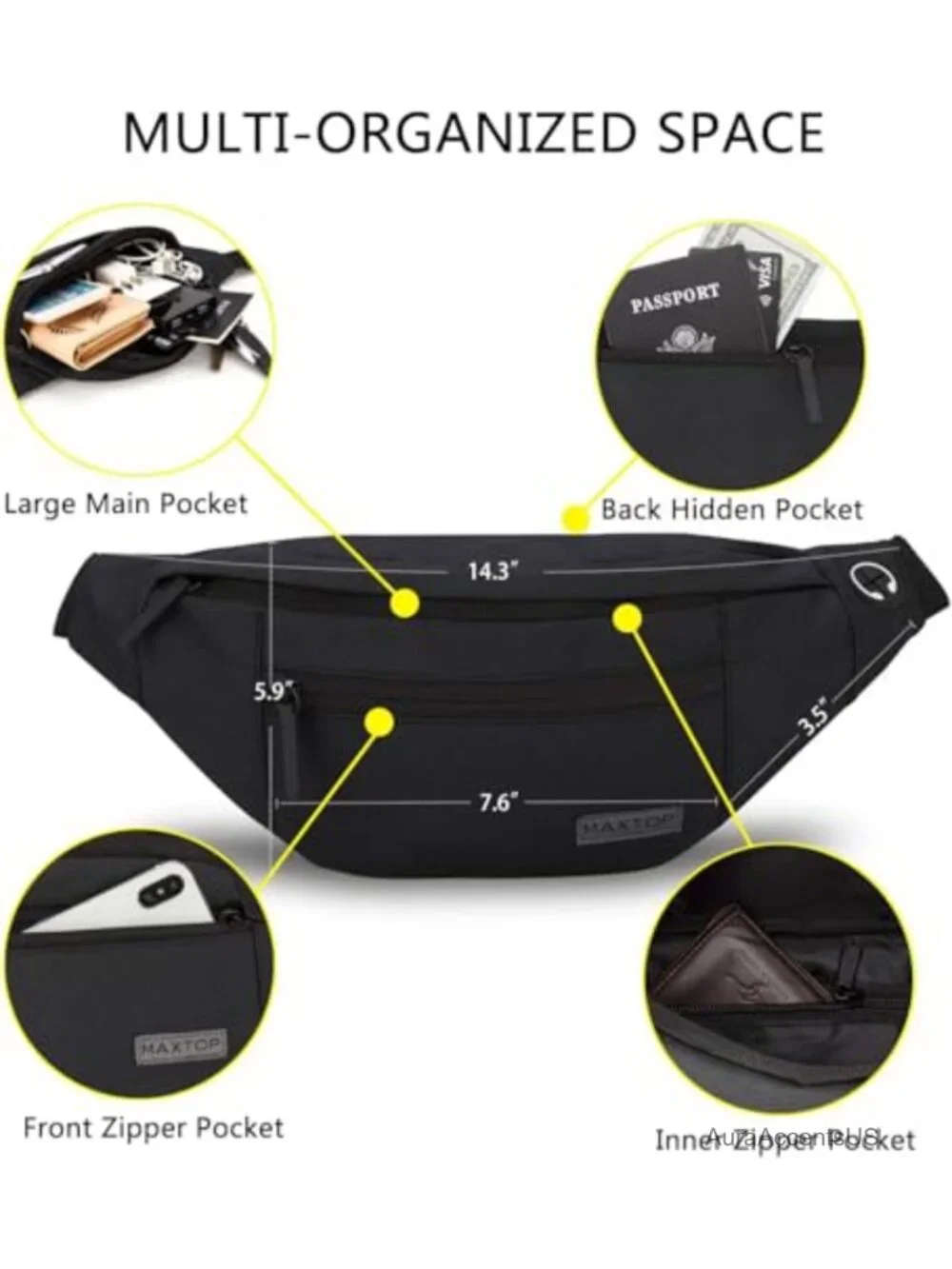 Large Crossbody Fanny Pack for Women Men Shoulder Sling Bag Fit All Phones